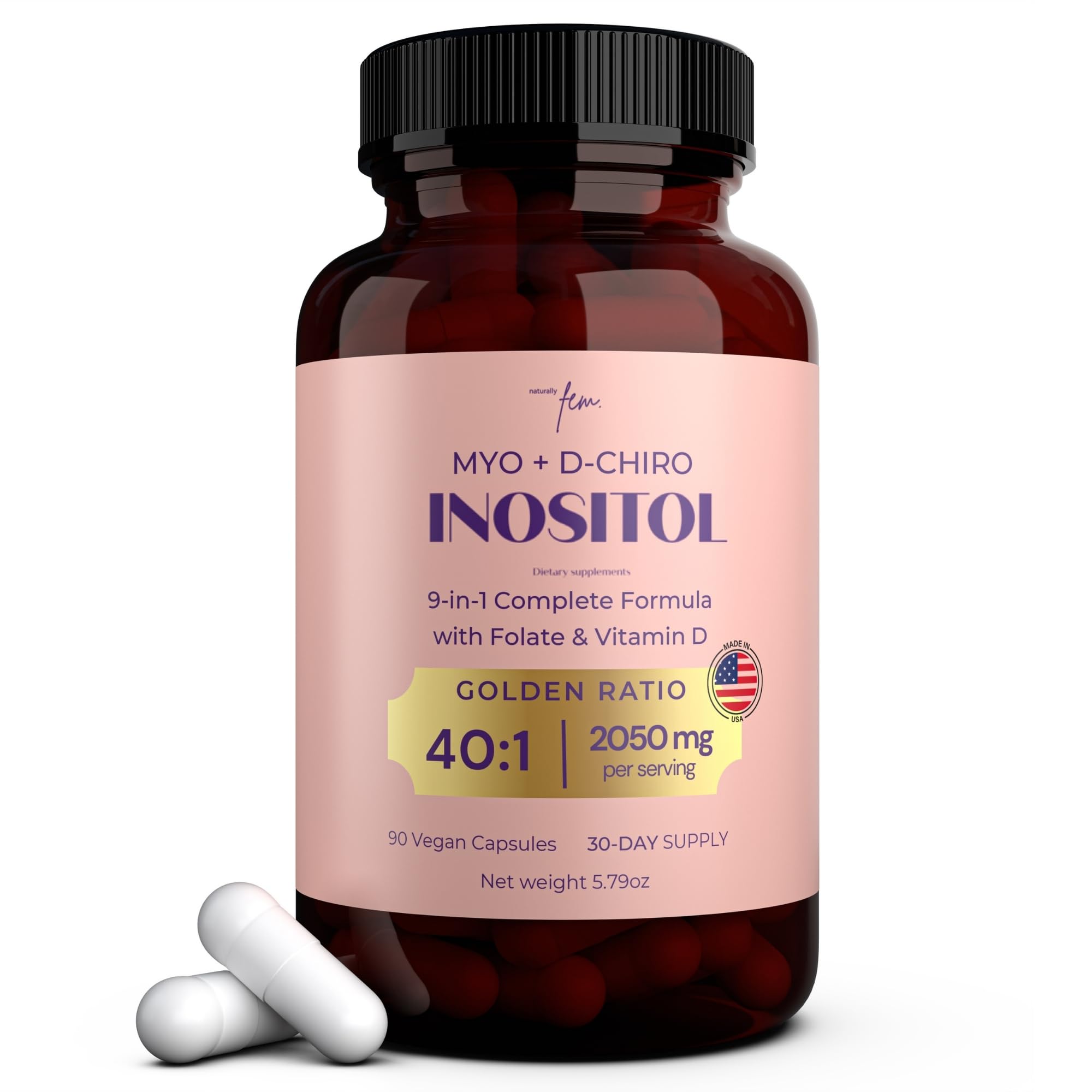 QSTA Suplemento de Inositol Myo e D-Chiro 2050 mg, 90 cápsulas