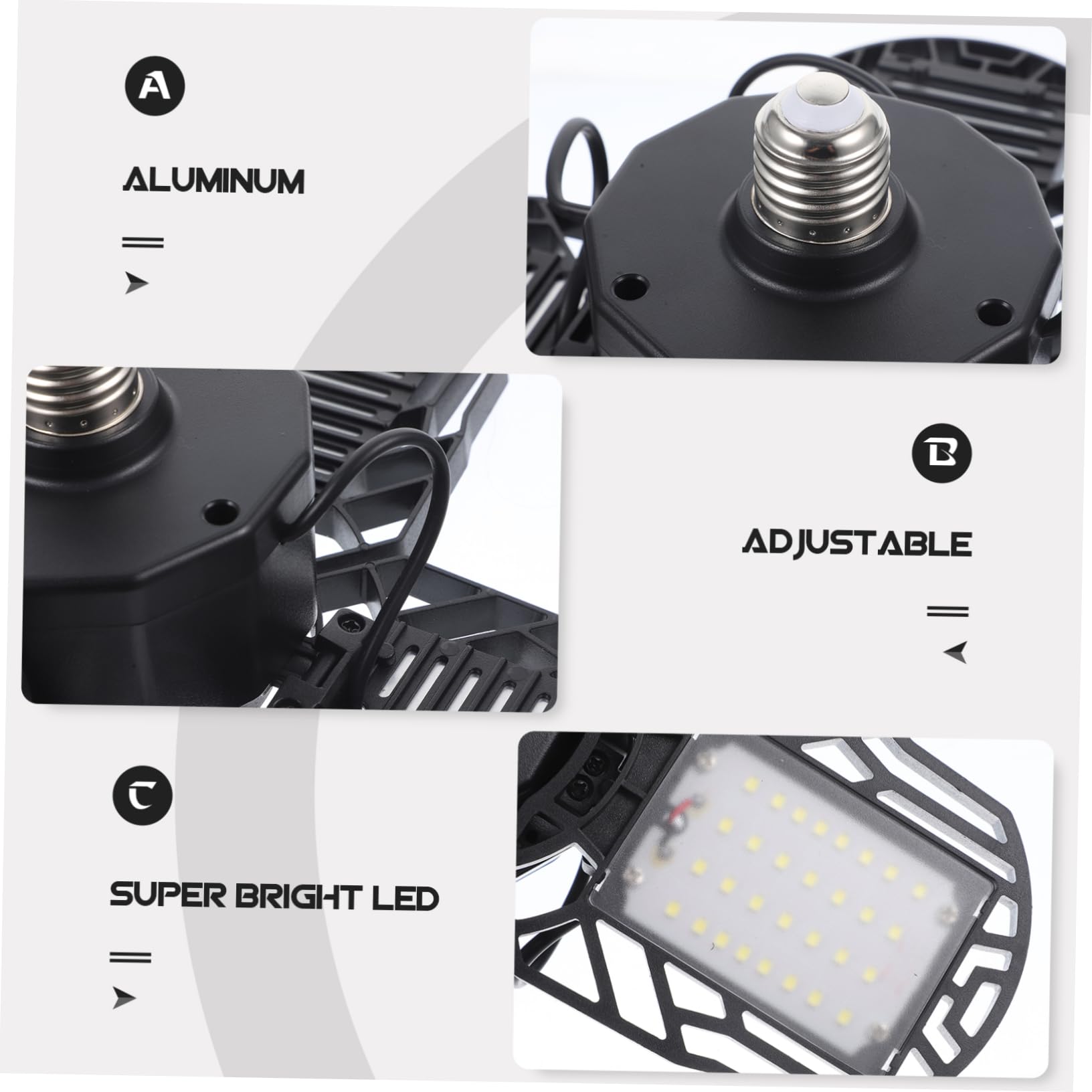 Workshop Folding Light 60W LED Garage 4 Adjustable Bulbs AC85-226V IP65 — view 2