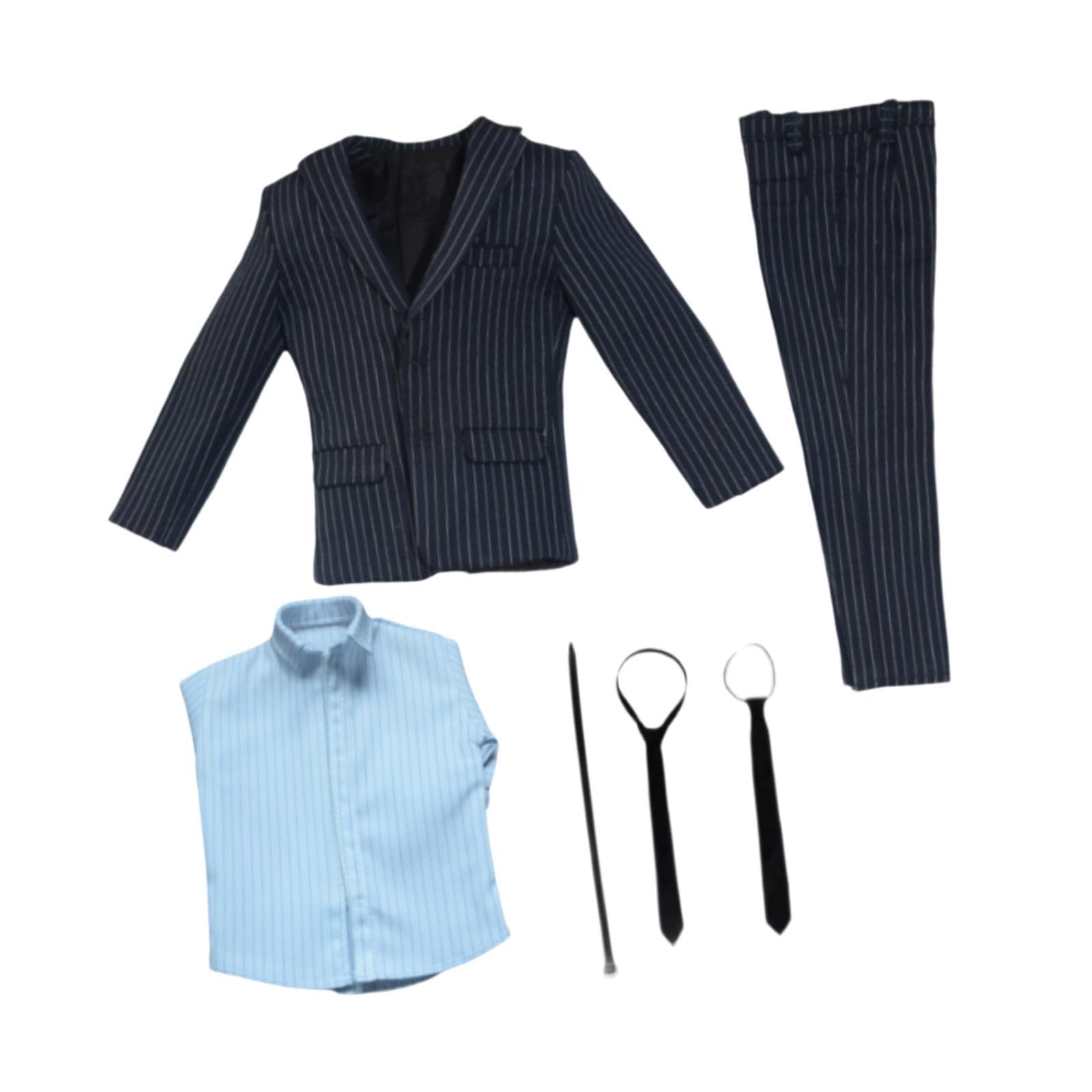 Puppenminiatur Anzug Im Maßstab 1:6, Bestehend Aus Jacke, Hose, Gürtel, Hemd Und Krawatte, Stoffmaterial, Outfit für Actionfiguren. Geeignet Zum, Navy Blau