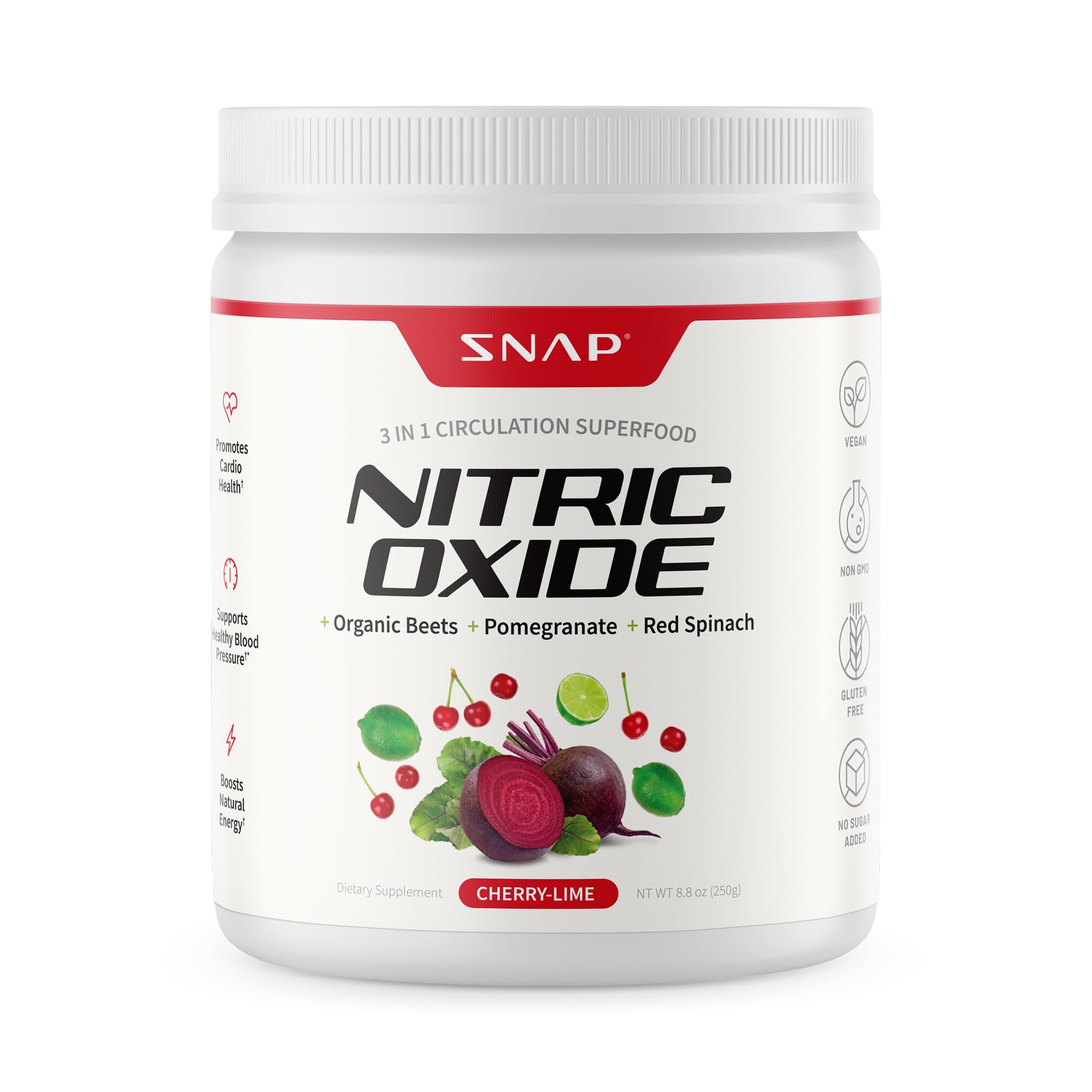 Snap Supplements - Organic Nitric Oxide Booster Beet Root Powder | Supports Blood Pressure, Heart Health, Natural Energy | Circulation Superfood | 30 Servings | Lime