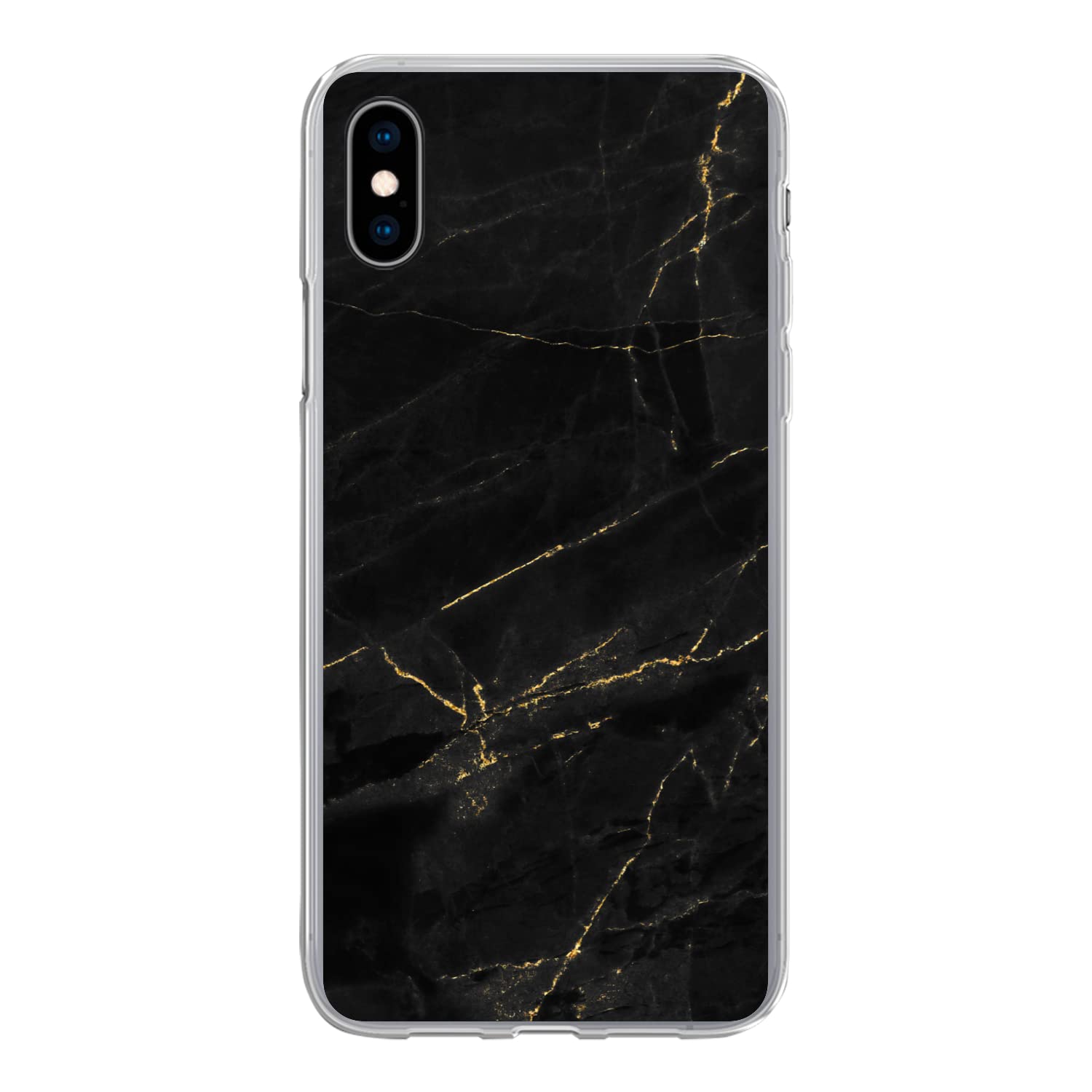 Funda para iPhone XS - Mármol - Negro - Oro - Chic - Aspecto mármol - Diseño - Funda de Silicona/Funda Blanda para teléfono móvil