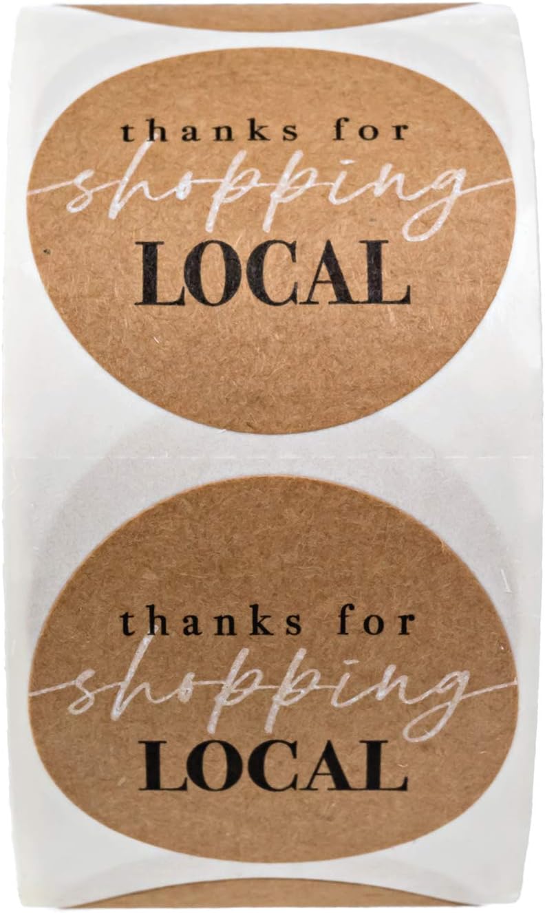 Thanks for Shopping Local Kraft Stickers / 1.5" Business Labels / 500 Thank You Modern Boutique Stickers image 2