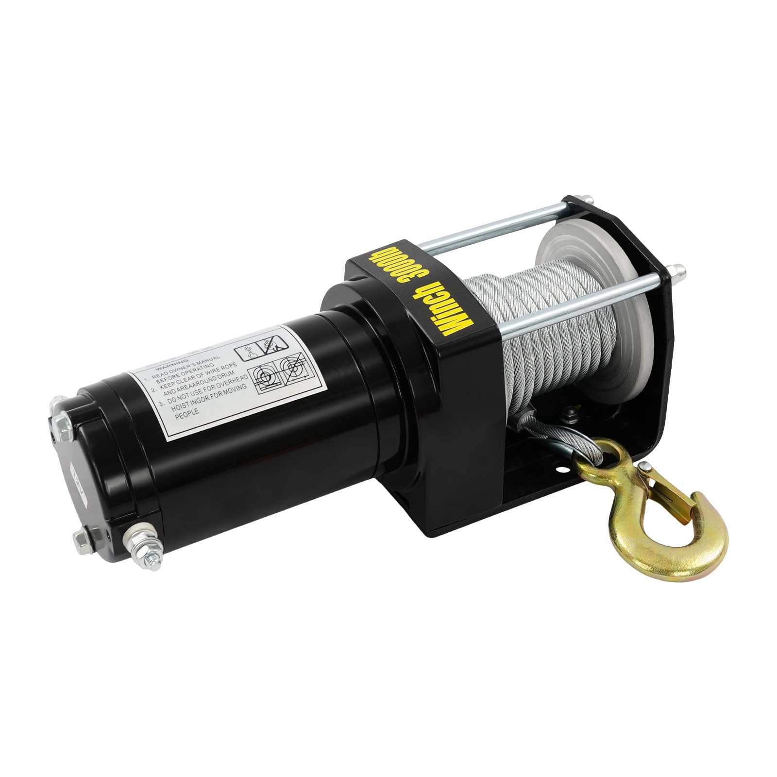 Verricello elettrico 12 V, verricello elettrico IP54, 3000 lbs, verricello elettrico con telecomando, gancio e corda in acciaio da 6 m, copertura per ATV, UTV, camion, barca, rimorchio, 30 x 11 x 11