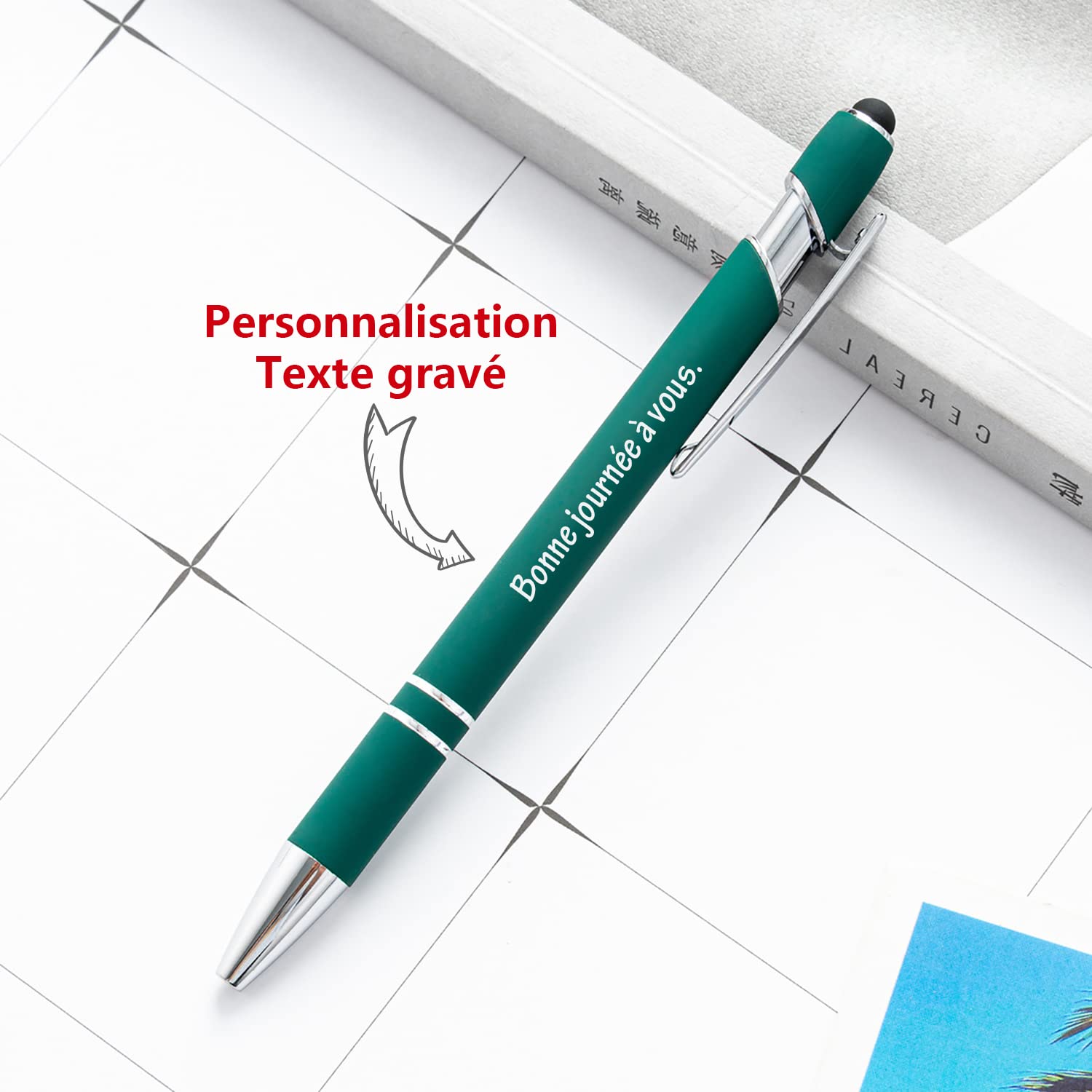 Brocade Creek 60 personalised ballpoint pens with names, with soft touch screen pens, dual purpose pens for study office - Image 2