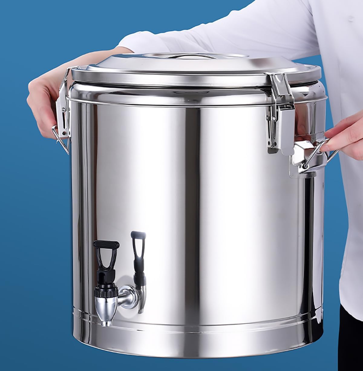 Distributore di acqua calda da 20 l, in acciaio inox ispessito, con rubinetto, per succhi, caffè, latte, tè, ideale per casa e ufficio