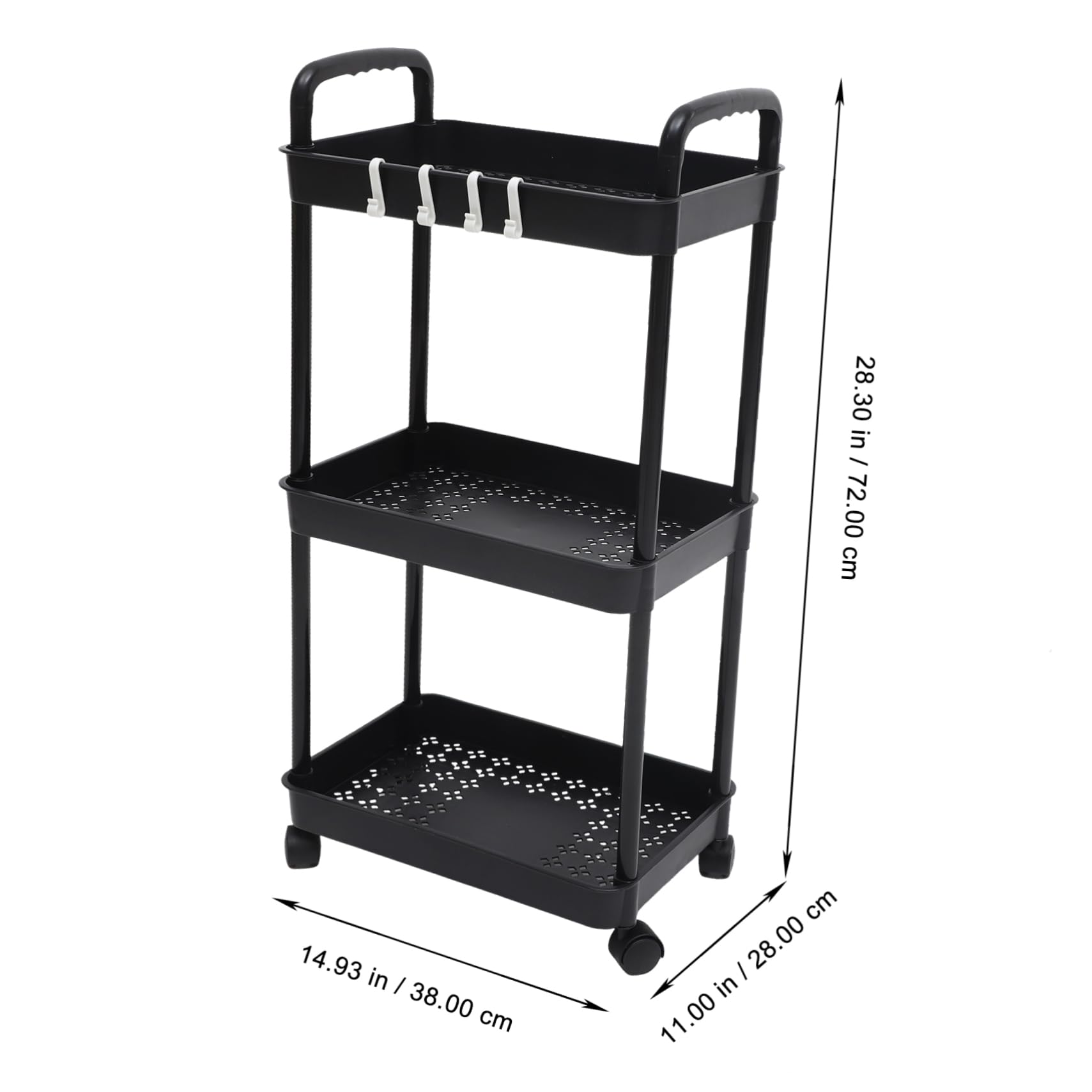 Happyyami Organizador Multiusos de PP Fácil Almacenamiento para Cocina, Baño y Oficina Carrito de Almacenamiento Rodante de 3 Capas Ruedas y Diseño Compacto