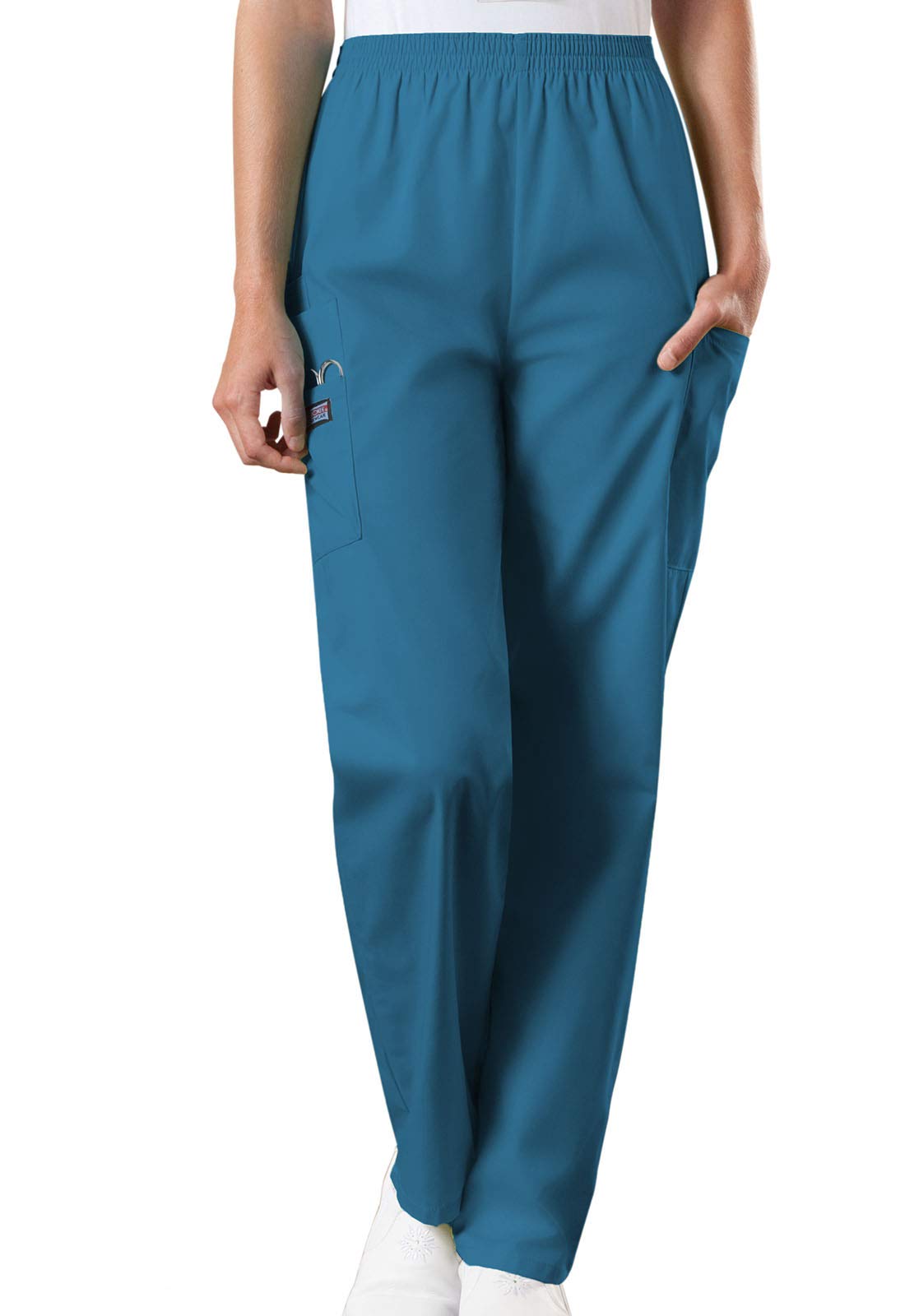 Cherokee Women's Workwear Scrubs Pull-On Cargo Pant, Caribbean Blue, Small