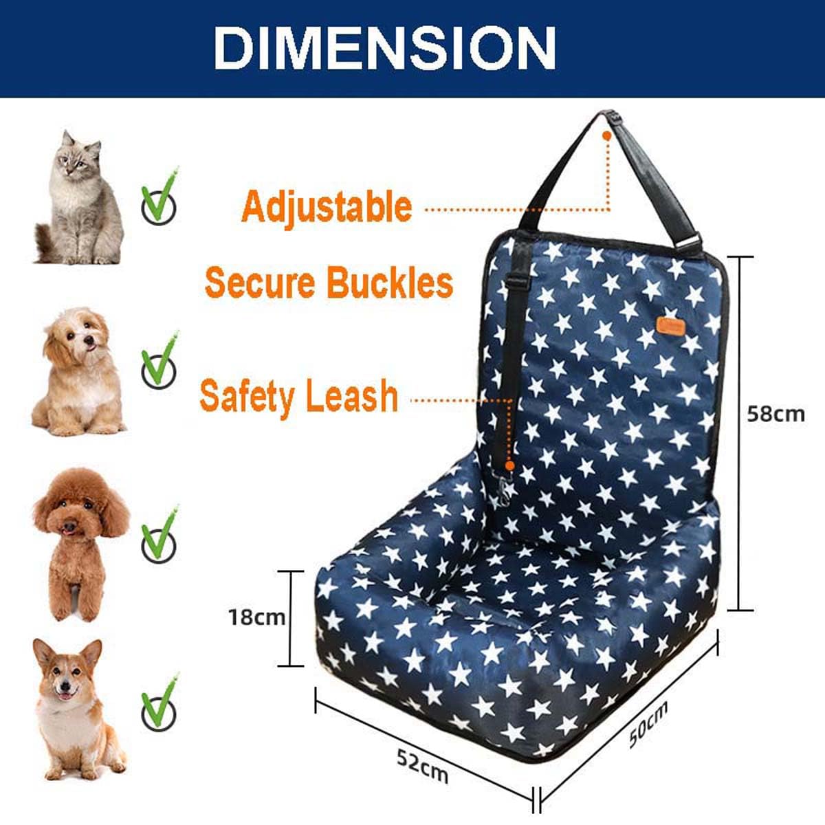Cama elevada para asiento de coche para perro, impermeable y a prueba de arañazos, con cinturón de seguridad antideslizante para asiento trasero y delantero
