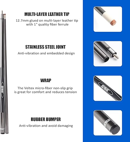 Vista 43 de GSE - Tacos de billar compuesto de fibra de vidrio de 58 pulgadas, 2 piezas