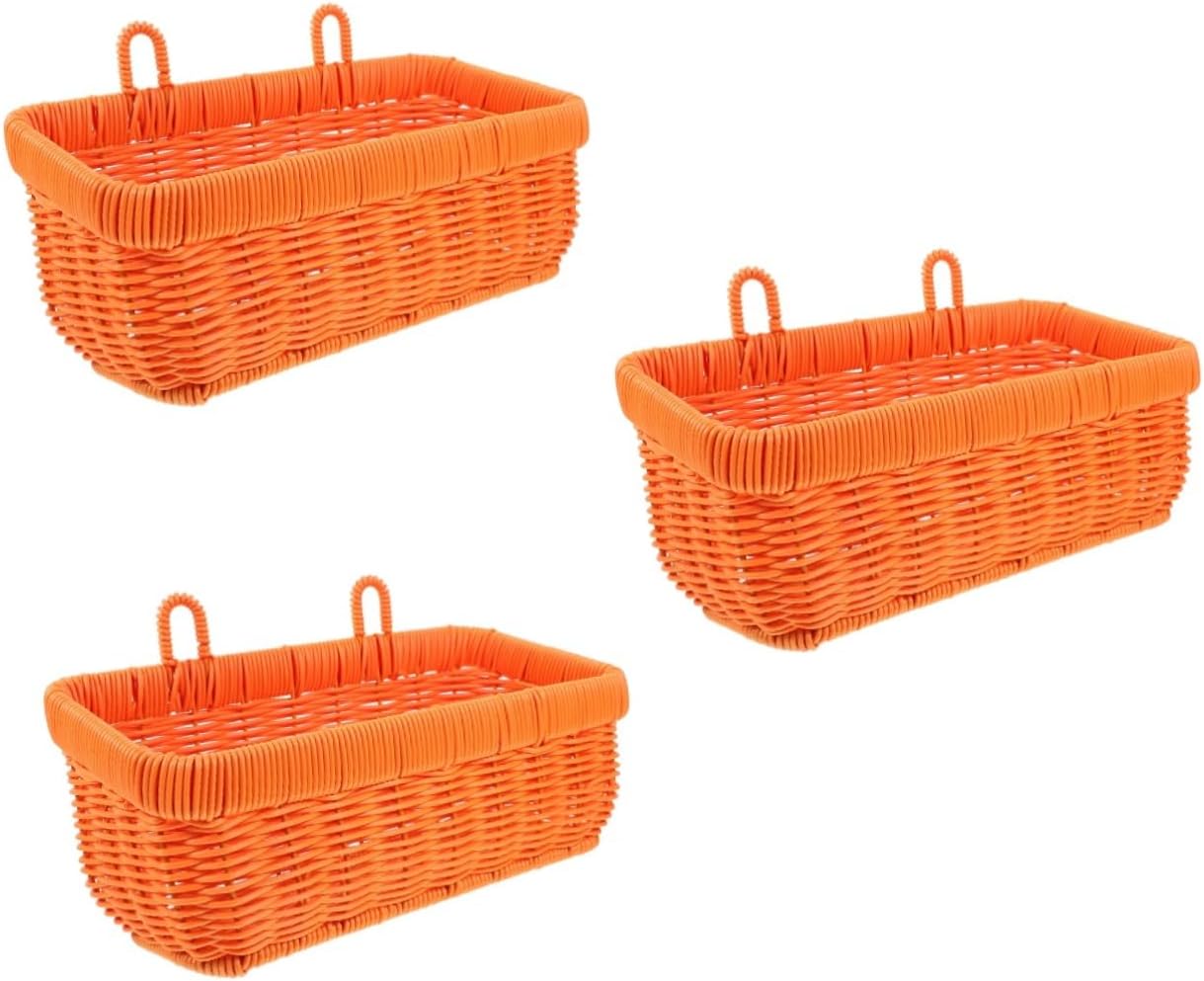 STOBAZA 3pcs Wall Hanging Woven Basket for Garlic and Ginger Storage Stylish Kitchen Organizer for Fruits and Vegetables Design Multi-functional Wall Decor