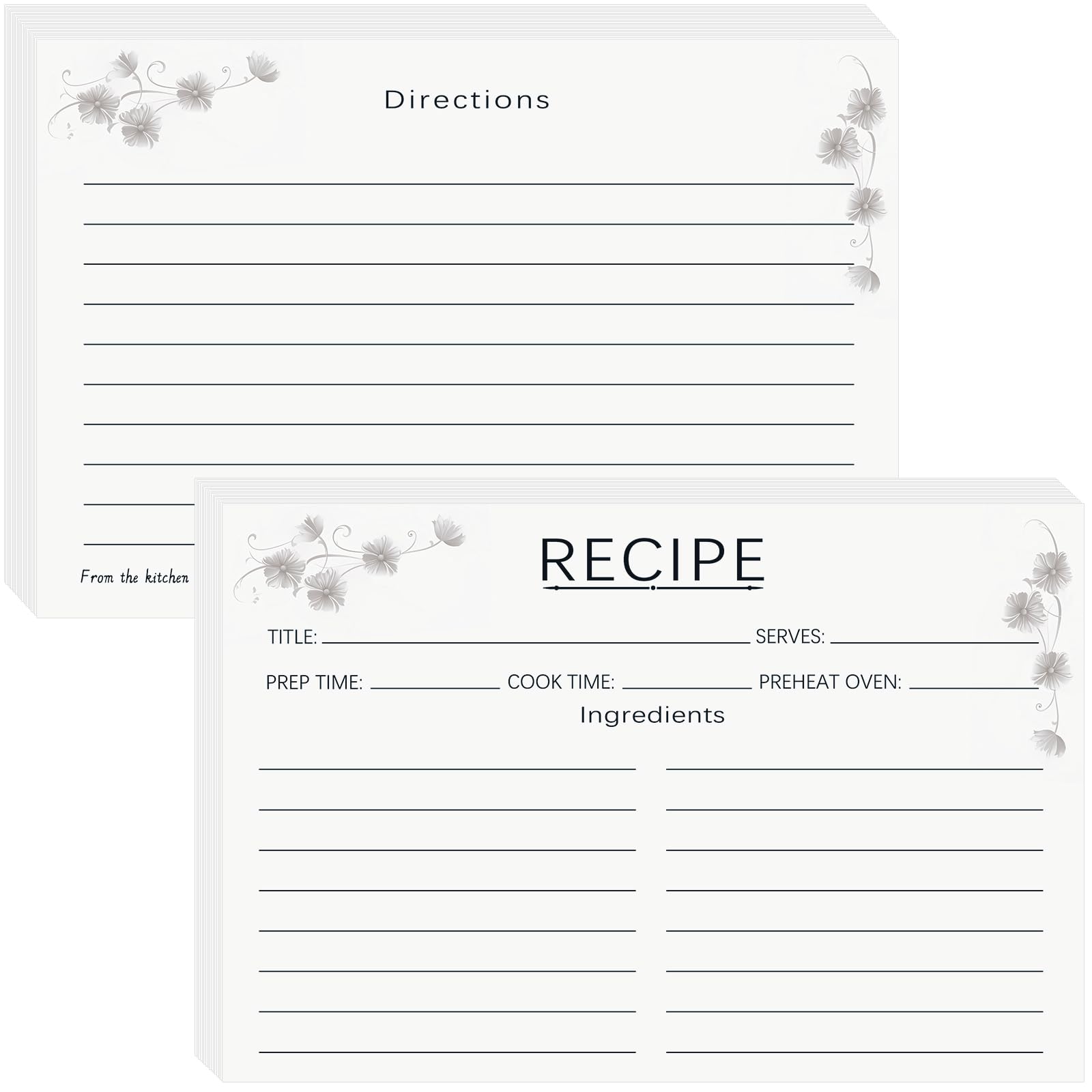 KTFNOMES 100 Count Recipe Cards, 4x6 White Recipe Cards Double Sided, Blank Recipe Card for Bridal Shower and Wedding Recipe Box Gift