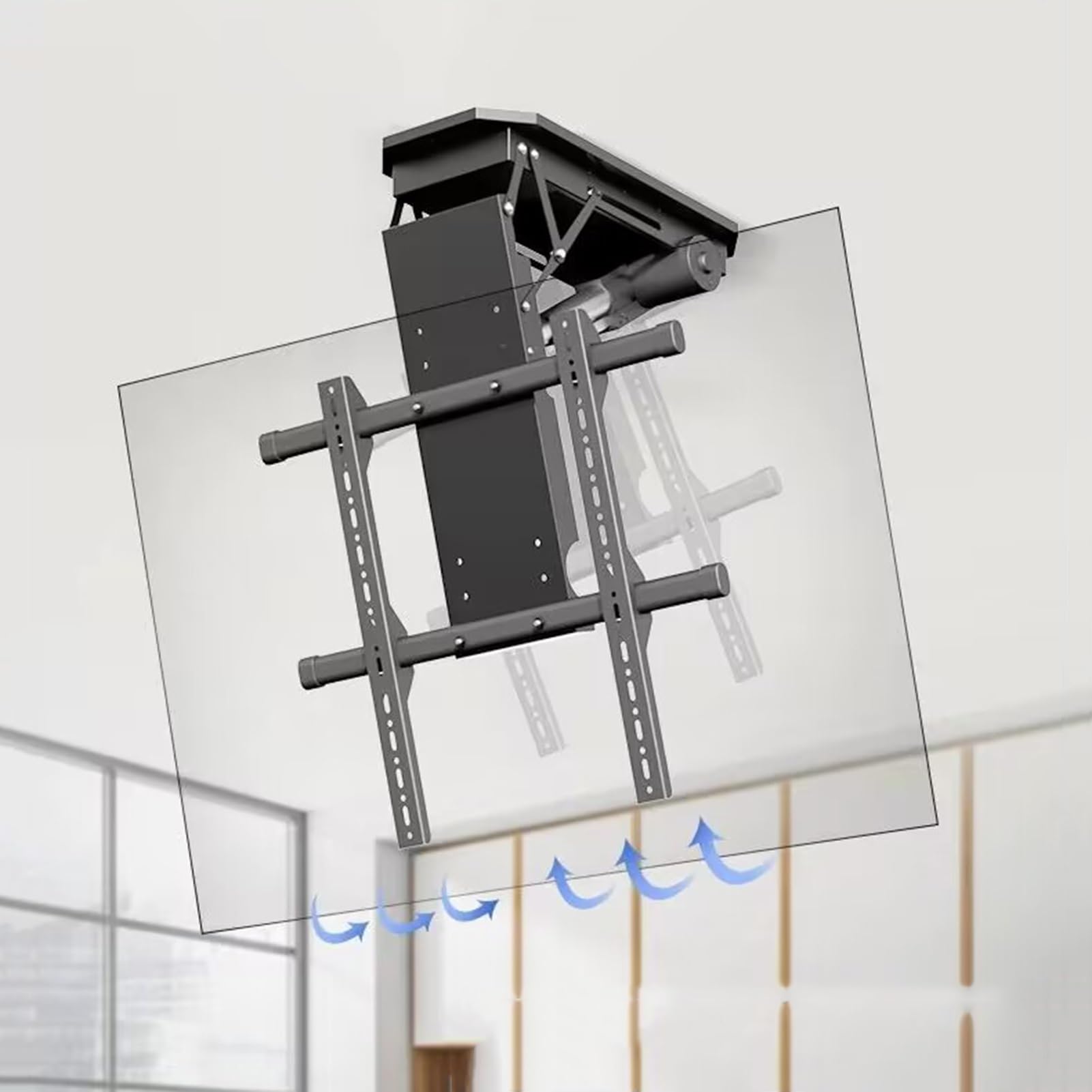 HTTGDGDH Motorized Ceiling Tv Mount - 0-85° Flip Down Motorised Tv Bracket, Electric Tv Ceiling Mount With Remote Control And Switch Control, Motorised Tv Lift Fits 50-90 Inch Tvs,