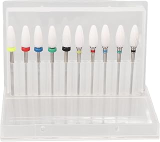 Nail Drill Bits,10pcs Ceramic Nail Drill Bits Cuticle Polishing Bits For Acrylic Gel Nails,Ceramic Nail Bits Electric Nail Drill Bits Kit For Acrylic Gel Removal and Cuticle Polish