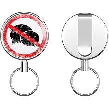 No Speaking Ban Stop Sign Round ID Badge Key Card Tag Holder Badge Retractable Metal Reel Badge and Key Holder with Belt Clip