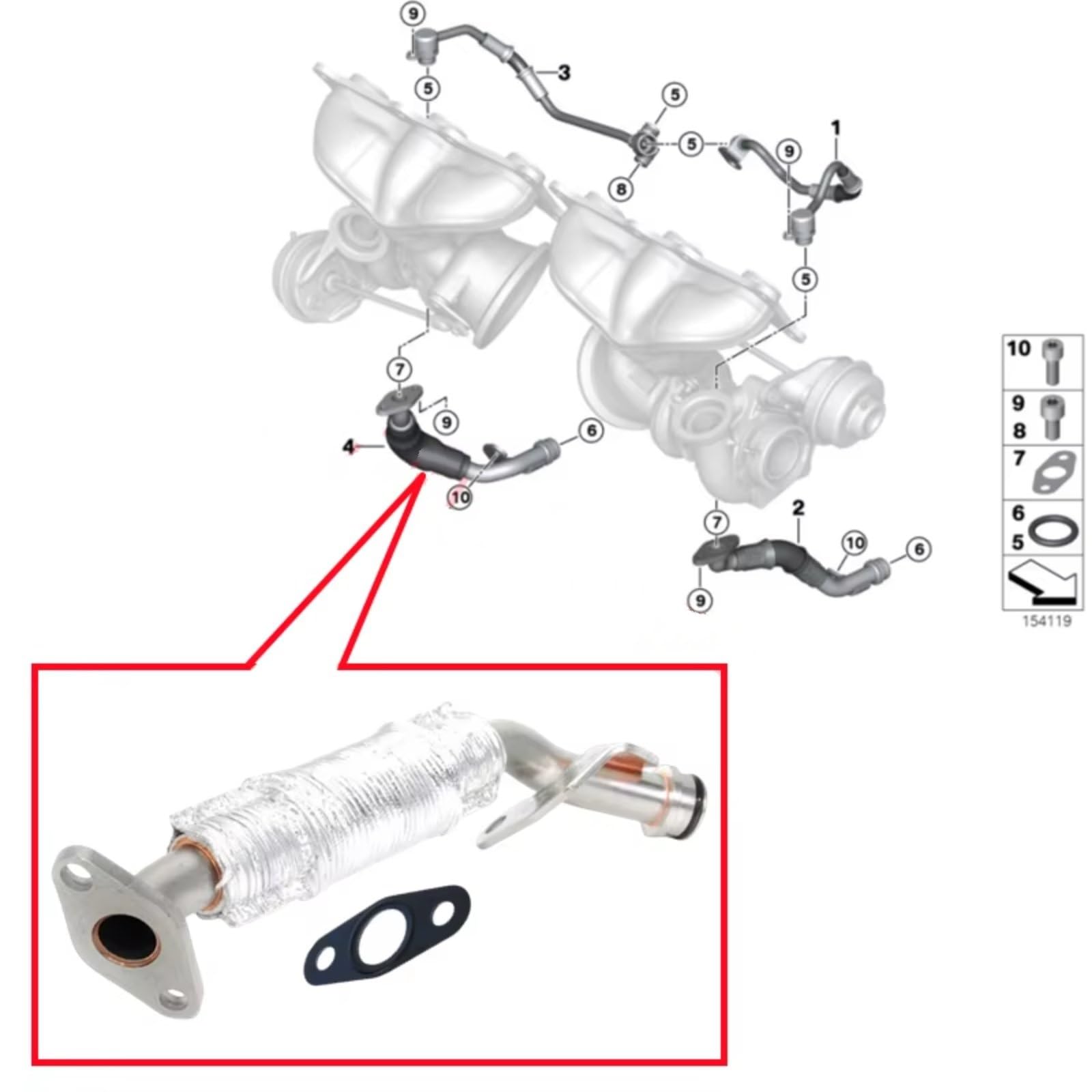 manguera Compatible Con Para E82 E88 135i E90 E91 E92 E93 335i E60 Línea De Drenaje De Aceite Para Turbo Trasero Tubo De Aceite Turbocompresor Del Coche 11427562800