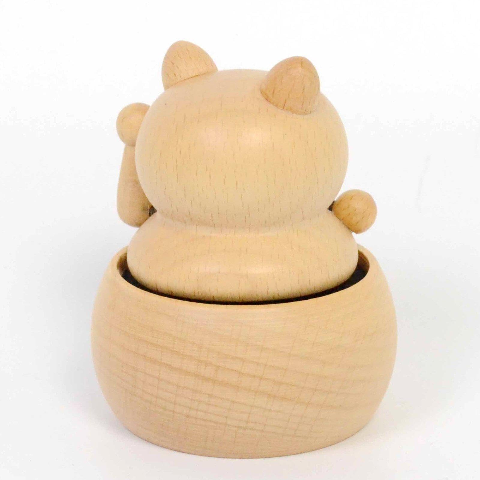 harayaa Carillon multifunzionale con riproduzione musicale, regalo di compleanno, statuetta di gatto decorativa girevole a 360°, ornamento in legno