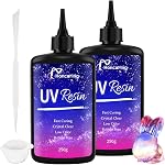 UV Resin Kit 200g with UV Light, Upgraded Formula & Crystal Clear UV Resin for Jewlery Making, 100g*2 Resin UV Kit with Light for Earring, Pendant, DIY