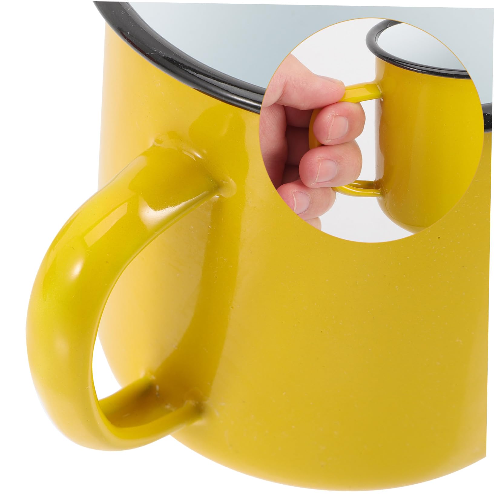 Emaillebecher Großer Gesunder Kaffeebecher Hitzebeständig 4 Stück und mit Henkel im Einfachen Stil Multifunktional für Büro und Zuhause