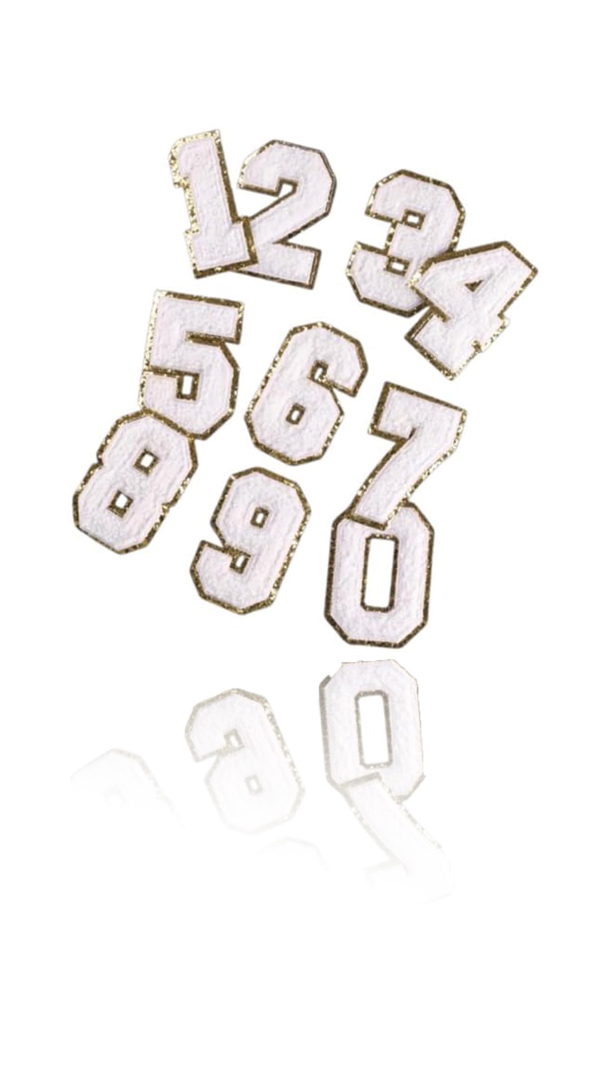 Sponsored Ad – 10 White Glitter Sequin Varsity Numbers Iron On Patches - 3.15 Inch Chenille Embroidery for Team Uniforms, Sports T-shirts, Football Jerseys, Jeans, Bags - DIY Applique Decors