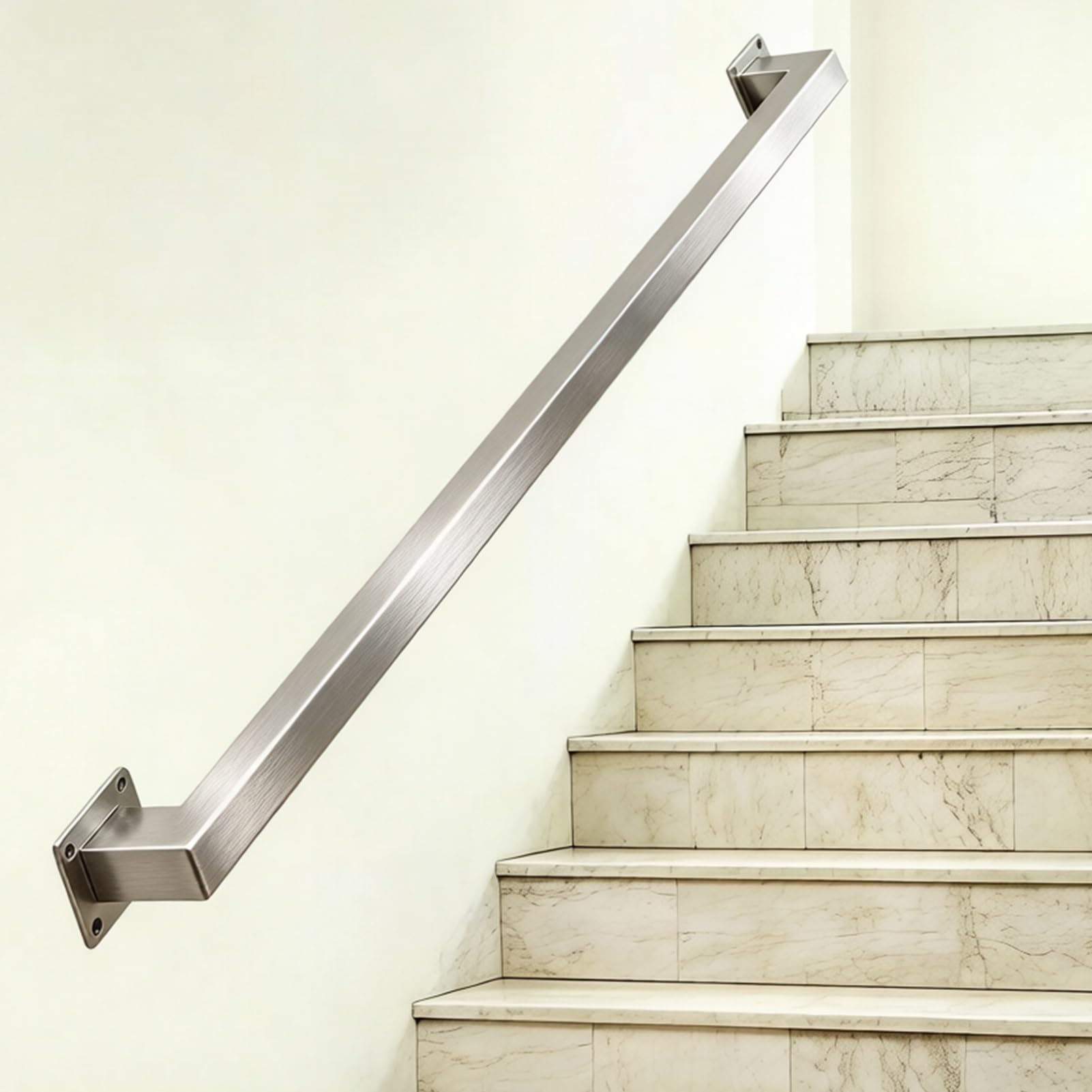 1FT-20FT Staircase Banisters Railing Wall Mounted Handrail for Stairs Support Rod Rust-Resistant Non-Slip Square Pipe Guardrail for Indoor and Outdoor(18ft/540cm)