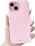 Lovmooful Compatible for iPhone 15 Case Cute Aesthetics Polka Dot Design for Girls Women Soft TPU Shockproof More Protective Girly for iPhone 15 Case-Pink