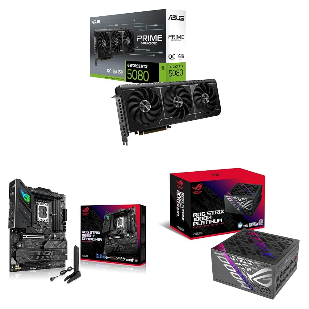 ASUS PRIME RTX 5080 + ROG STRIX B860-F GAMING WIFI + ROG STRIX 1000W PSU Bundle