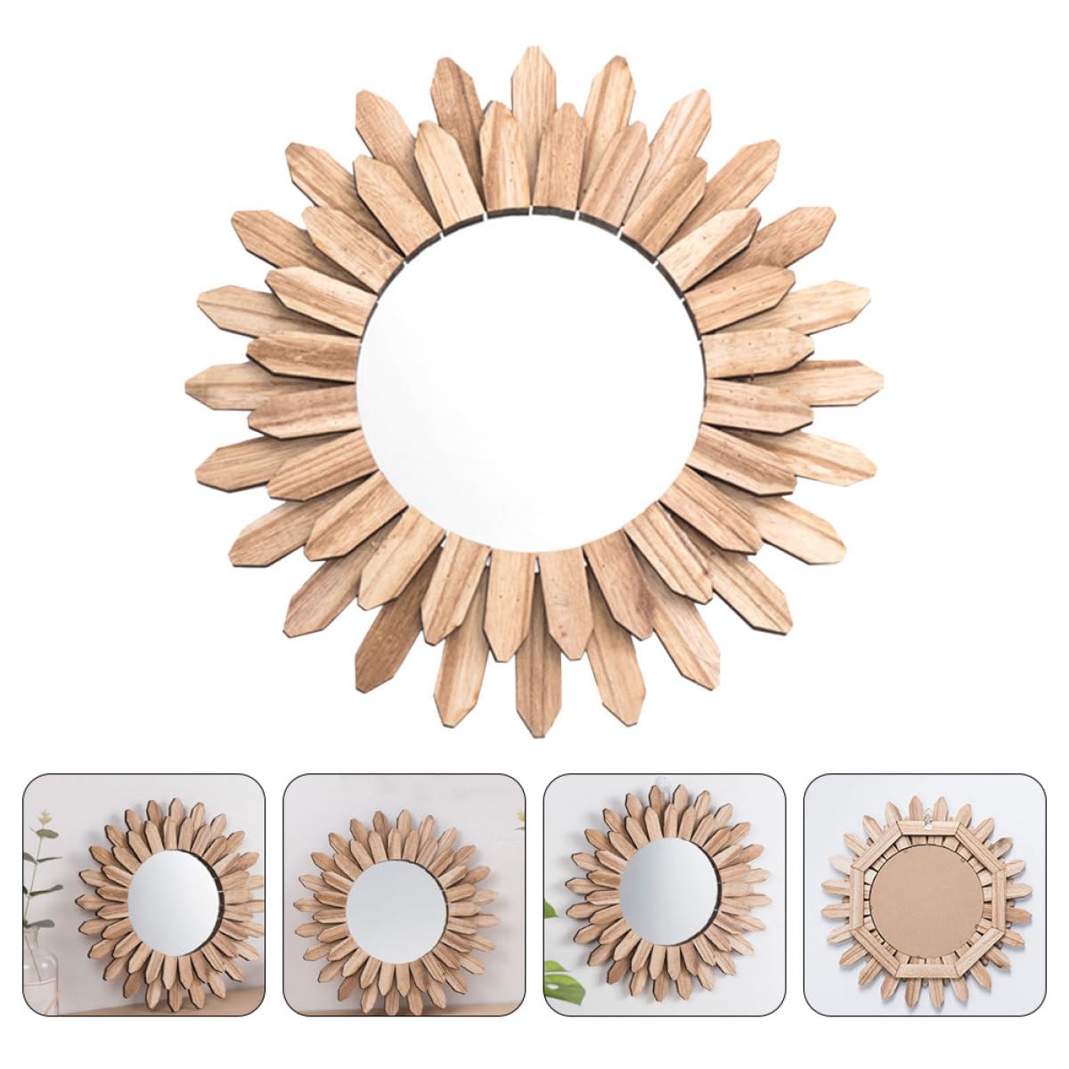 Hängender Dekorativer Holzrahmen mit Wandspiegel Design Vielseitiges Einfache Reinigung mit Künstlerischem Flair und für Badezimmer und Hotels