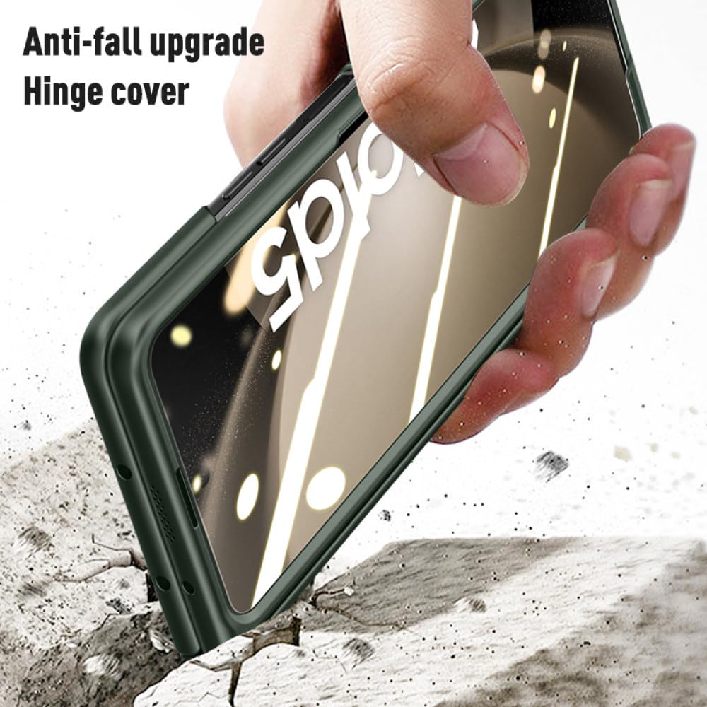 Per Samsung Galaxy Z Fold 5 Custodia Pellicola a conchiglia Integrata Custodia ultrasottile con cerniera pieghevole opaca Custodia all-inclusive, verde, per Galaxy Z Fold 5