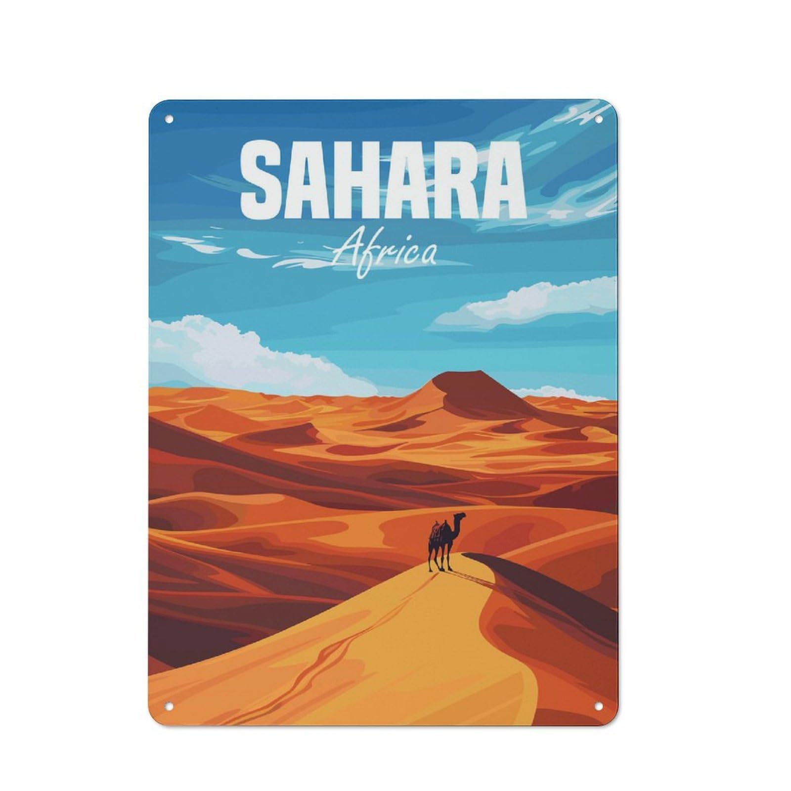 Junmoney Sahara Africa Desert Vintage Metal Plaque 40X30cm, Bistro Wall Plaque For Coffee Bar, Kitchen, Bistro Or Tea Corner
