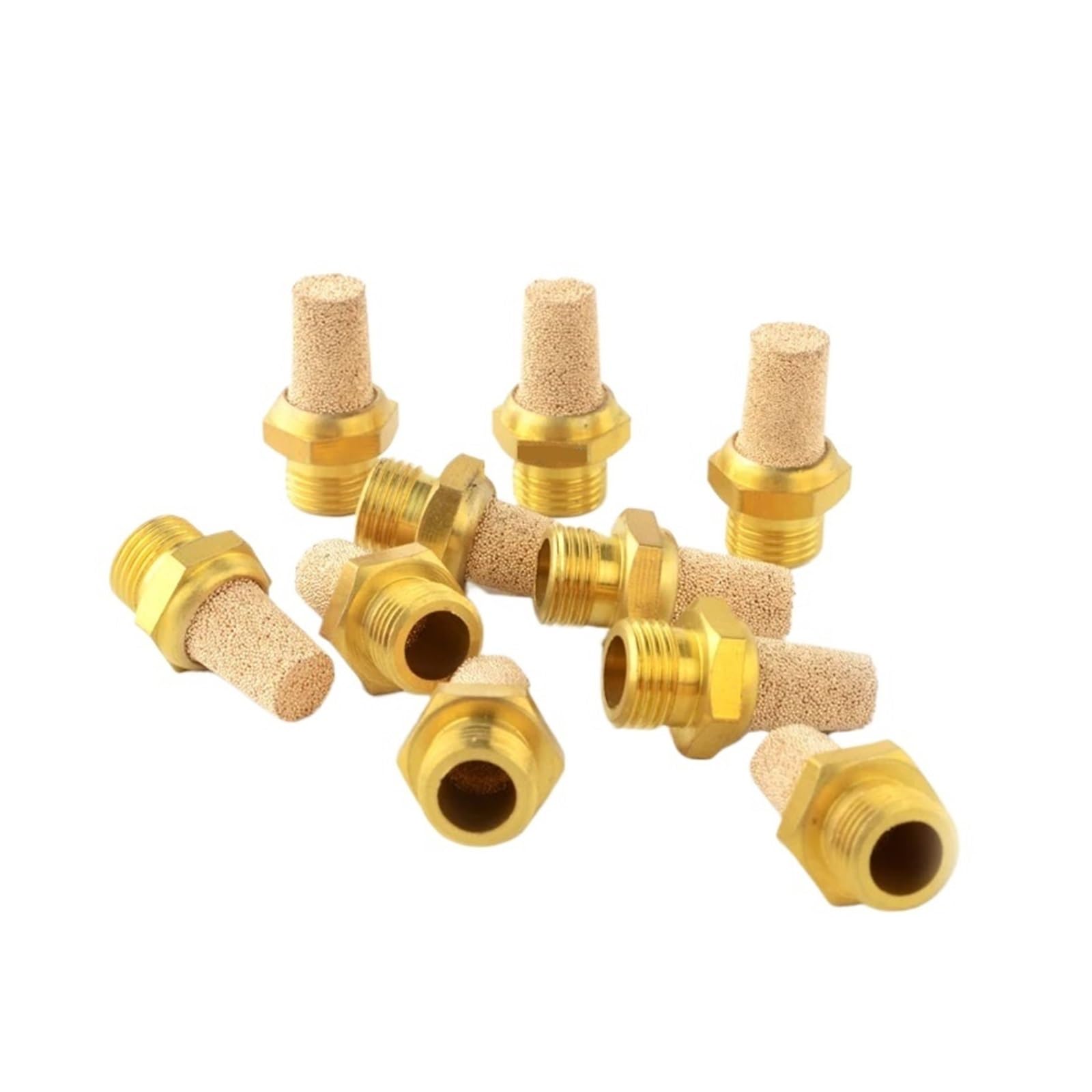Silencieux pneumatiques en laiton Silencieux d'air pneumatique M5 1/8 1/4 3/8 1/2 3/4 1 10 pièces/lot, échappement d'air en laiton 10 bars(1")