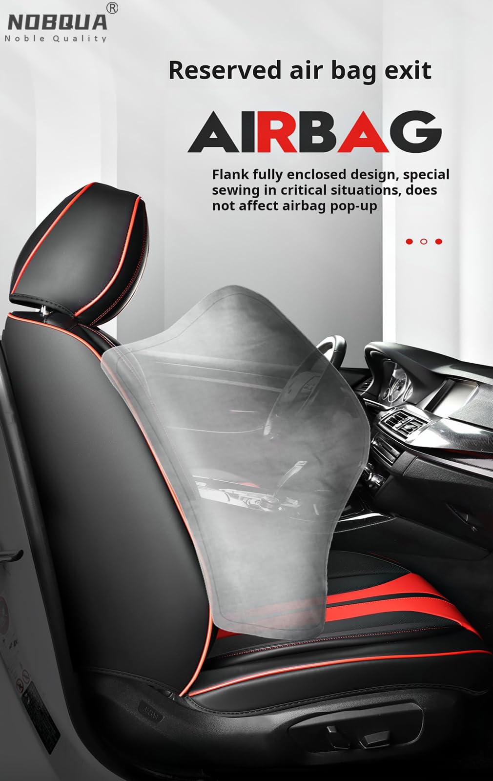 NOBQUA Housses De Siège Auto Universelles 5 Places En Cuir Véritable