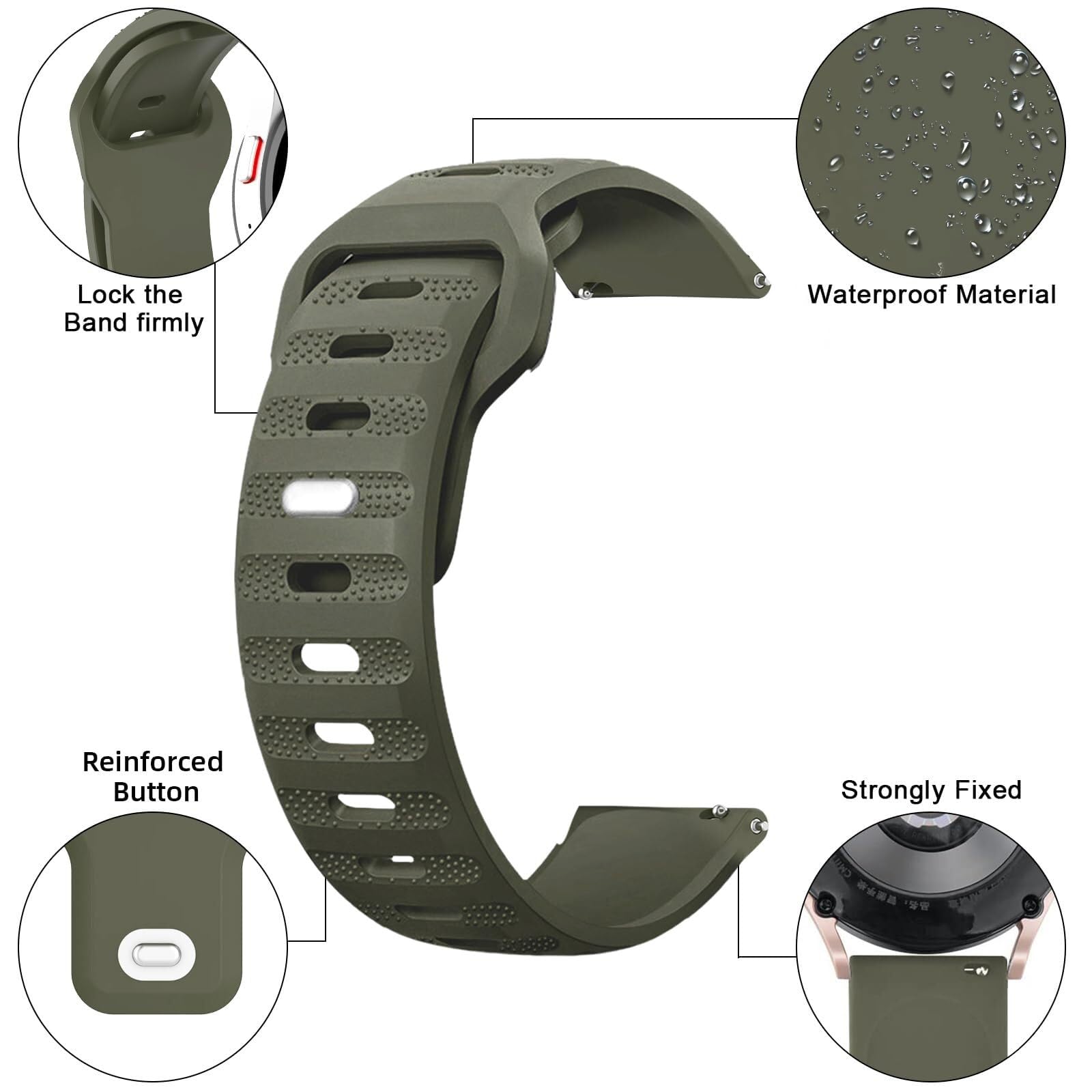 Cinturini per orologio robusti da 3 pezzi 20mm 22mm, cinturino per orologio a sgancio rapido con fibbia quadrata in metallo ridisegnata, cinturini sportivi di ricambio in morbido silicone trasp
