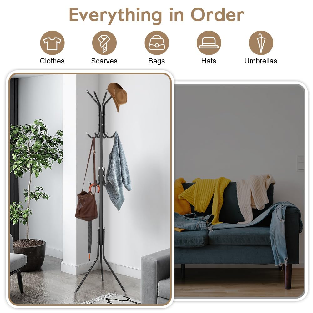Rack Stand Stands For Hallway Cloth Hanging Stand Black Jacket Hanger Stand Jacket Standing Hanger Rack Tree Hanger for Home Stand - Image 4