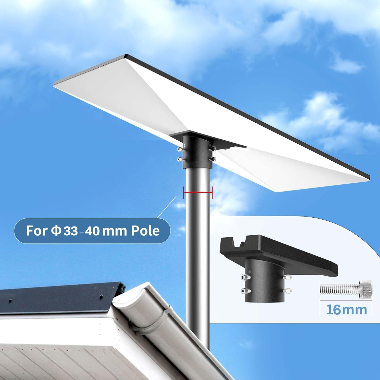 Starlink Gen 3 Pipe Adapter, 360° Adjustable Carbon Steel V3 Mounting Kit Fits 33cm to 40cm Pole, Wall & Roof Mount only for Starlink Gen3 Standard Dish (Pipe Not Included) — view 3