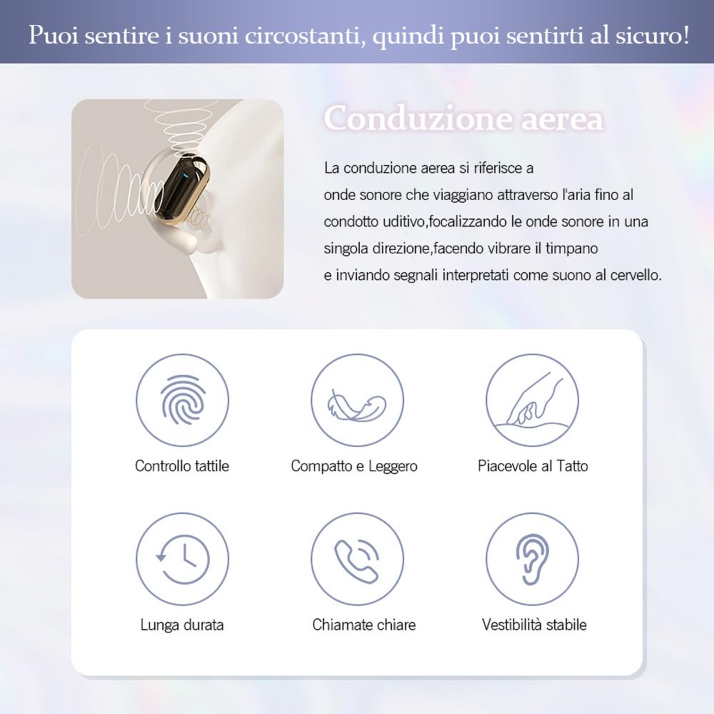 SLuB Cuffie wireless a conduzione aerea | Bluetooth 5.4 | Chiamate nitide | Mono/stereo | Accoppiamento automatico | Custodia ad alta capacità | Ideali per sport, pendolarismo, gaming(beige)