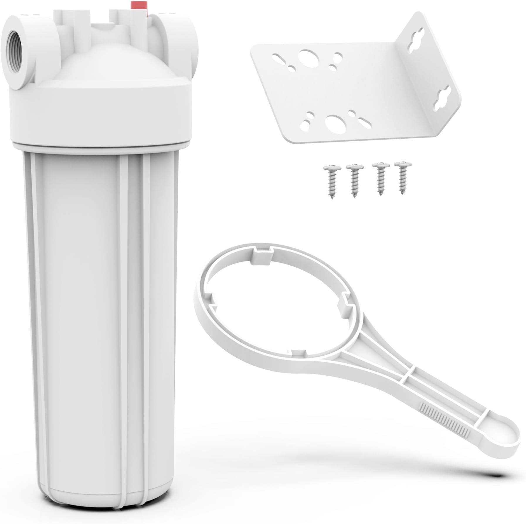 FHW10 Whole House Water Filter Housing, Fit 10"x2.5" Sediment etc Filters for Well and City Water, Pre-Filtration System for Home, 3/4" NPT Port, Pressure Release