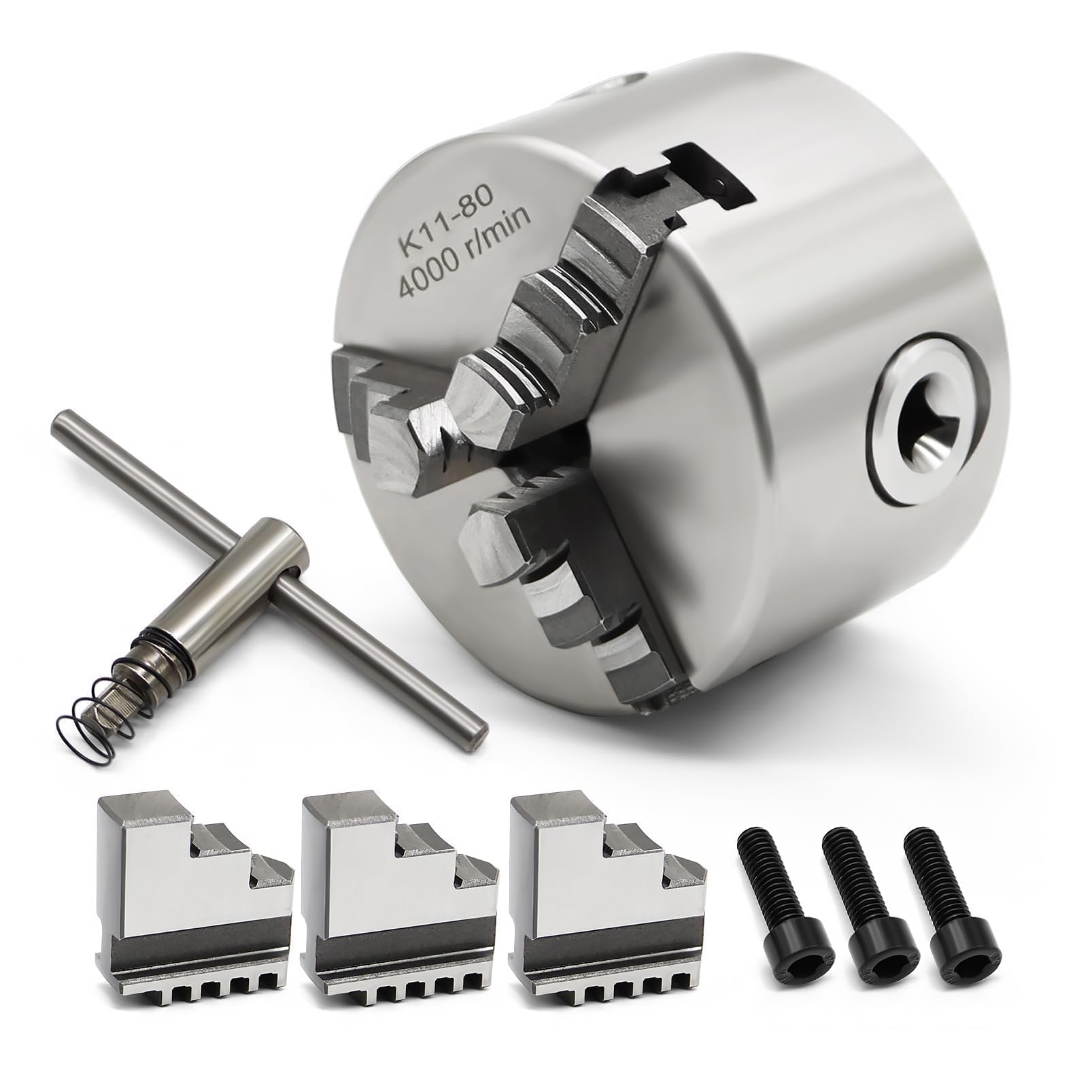 K11-80 Self Centering 3 Inch Lathe Chuck 4000 r/min 3 Jaw Comes with a Set Jaw