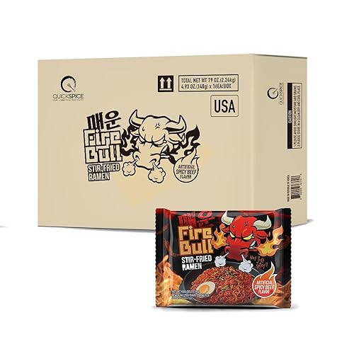 Miniatura 1 de Ramen Fire-Bull - Ramen picante intenso salteado  Auténtico calor coreano se une a la delicia sabrosa  Fideos gruesos y masticables  Comida rápida y