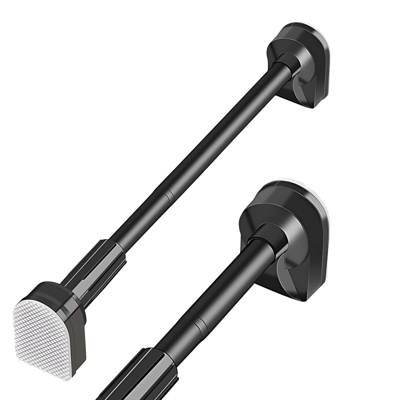 Barra de cortina de ducha ajustable sin taladrar de 70 a 280 cm, barra extensible negra montada a presión para baño y cocina, fácil instalación