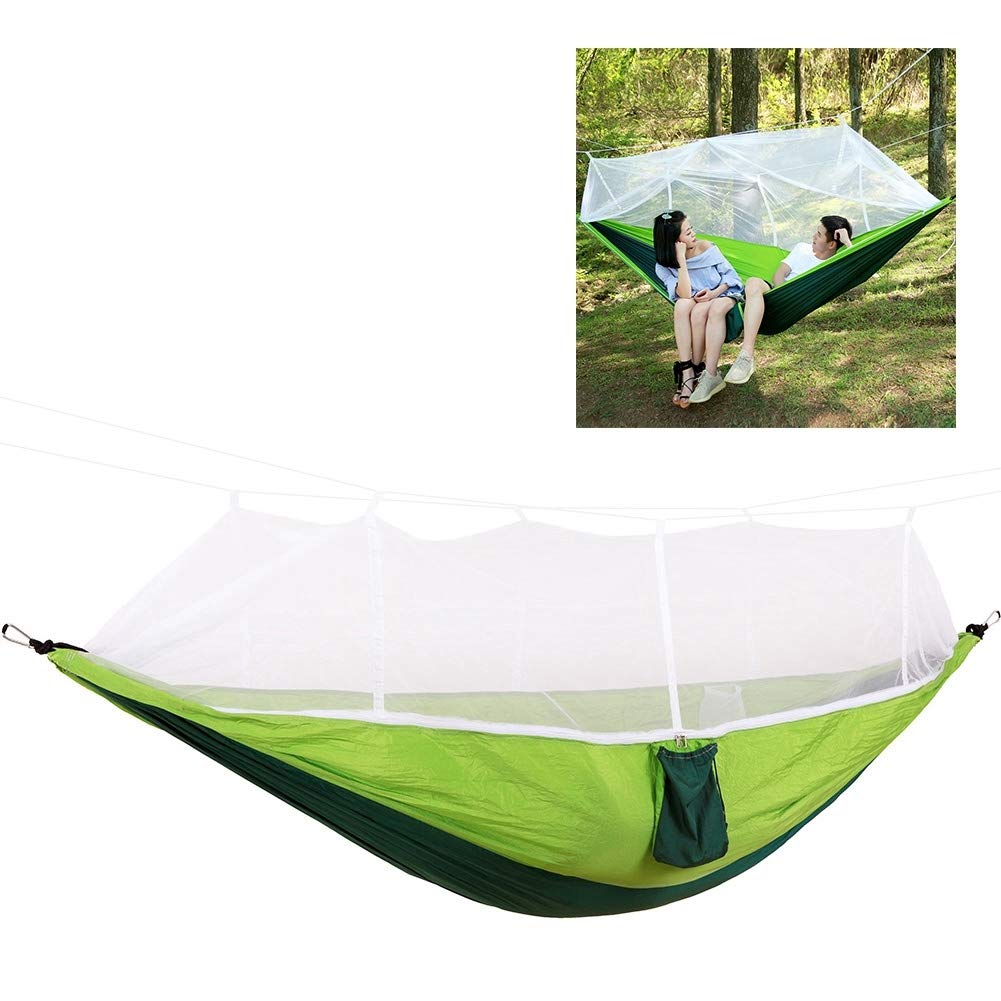 Wakects Amaca da Campeggio Amaca Portatile in Nylon 210T 260 X 140 Cm con Zanzariera Doppia Cerniera Capacità 441 Libbre Cinghie per Albero per Campeggio Viaggi Spiaggia Cortile Adulti (Zanzariera