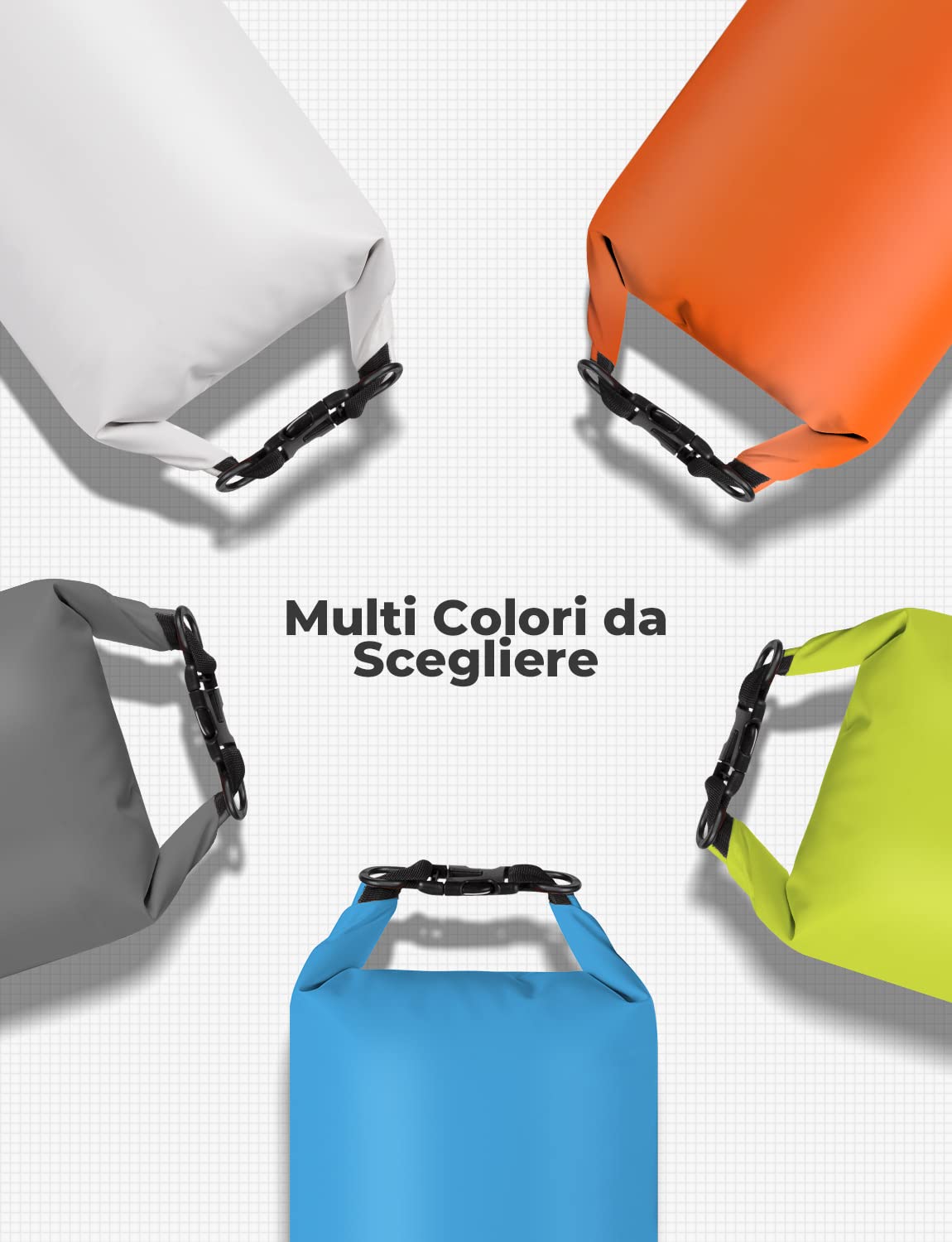 Glymnis Borsa Impermeabile 5L 10L 20L Dry Bag Sacco Impermeabile con Tracolla Regolabile, Include Custodia Impermeabile per Cellulare, Ideale per Barca, Pesca, Rafting, Nuoto