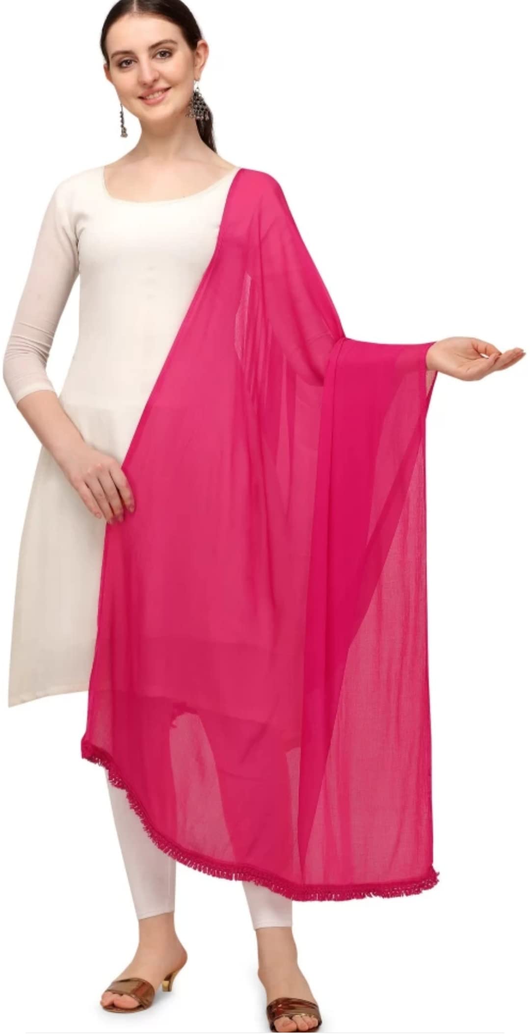 Solid Color Chiffon Dupatta For Girls And Women-image-26
