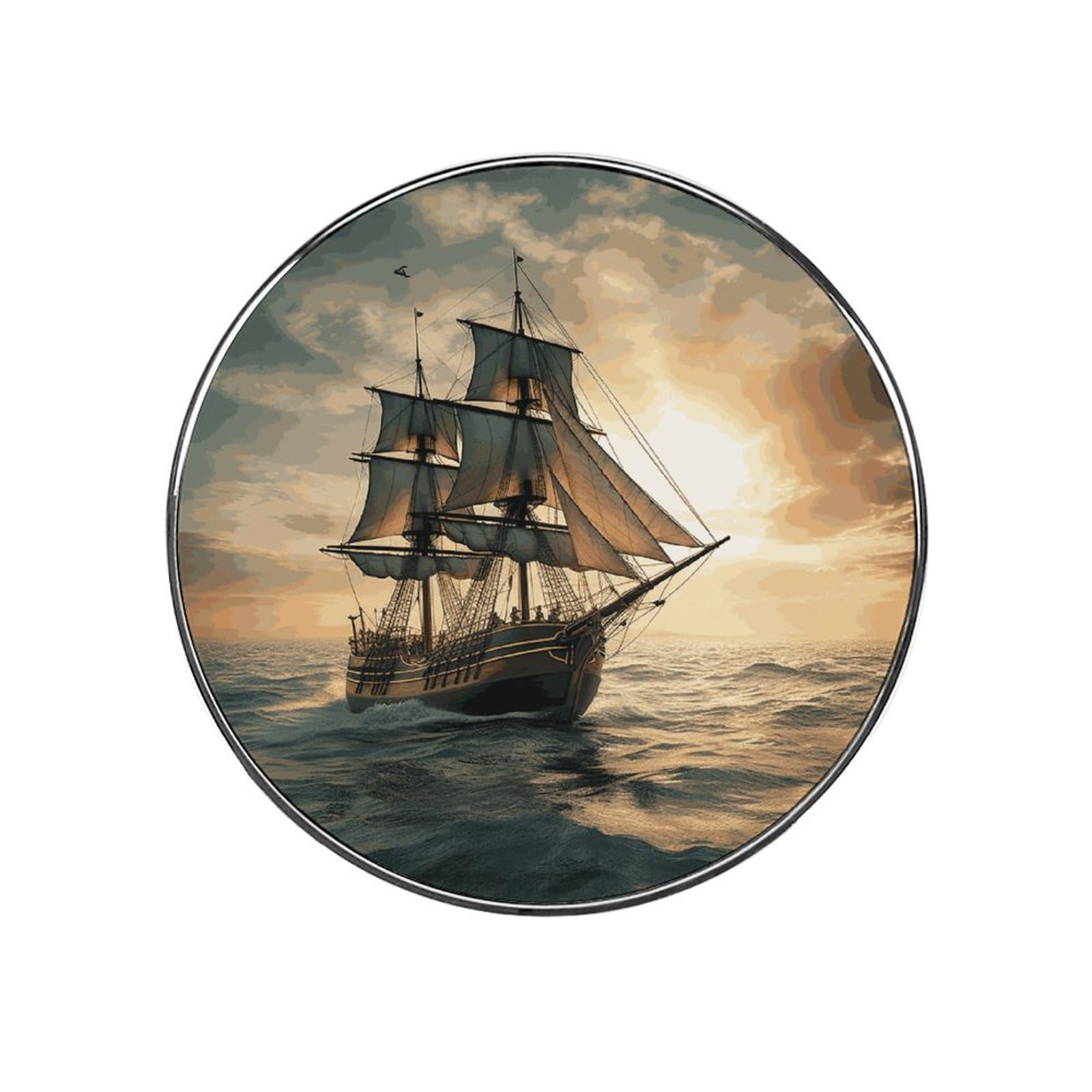 Adfgyerh Style Ship Sailing Alone Refrigerator Magnets Circular Design，Stickers Home Decorations，Fridge Magnets For Fridge Plant Lovers Kitchen Office Locker Whiteboard Car Garage Decor.