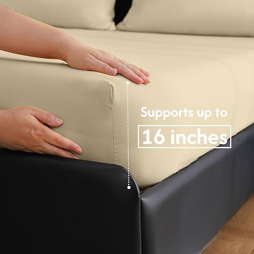 Miniatura 3 de MCO Juego de sábanas transpirables, rayón derivado de bambú, juego de ropa de cama fresco con bolsillo profundo de 16 pulgadas (3 piezas,