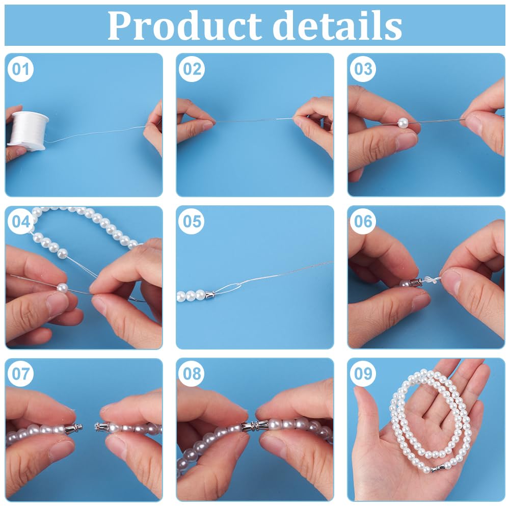 PH PandaHall Corda Per Braccialetti In Nylon 200m 0.2mm - Filo Per Perline Con Custodia Organizzatrice, Bianco