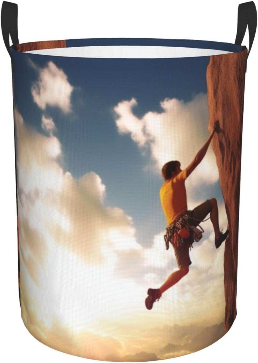 Rock Climbing Sports Laundry Basket with Handle, Freestanding Laundry Hamper, Collapsible Dirty Clothes Hamper, Waterproof Fabric Blanket Storage Basket Tall Toy Storage Bin Room Decor Medium image 2