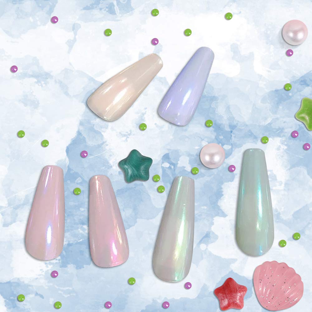 Polvere cromata per unghie, polvere per unghie a specchio, polvere al neon, polvere di aurora, polvere di titanio, decorazione per nail art con spazzole in spugna per unghie (polvere Aurora)