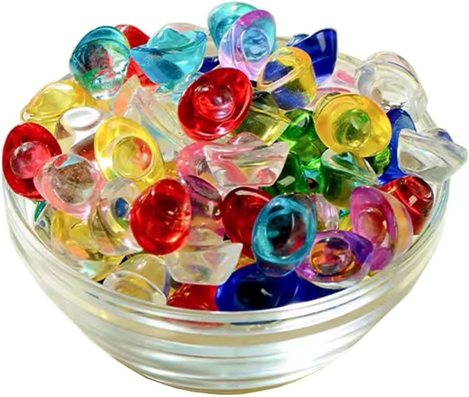 CKSEKDCKSEKD 50pcs Colorful Crystal Glass Ingot, Auspicious And Wishful Ingots - Install Praise Supplies, Gems For Tantric Worship Decoration