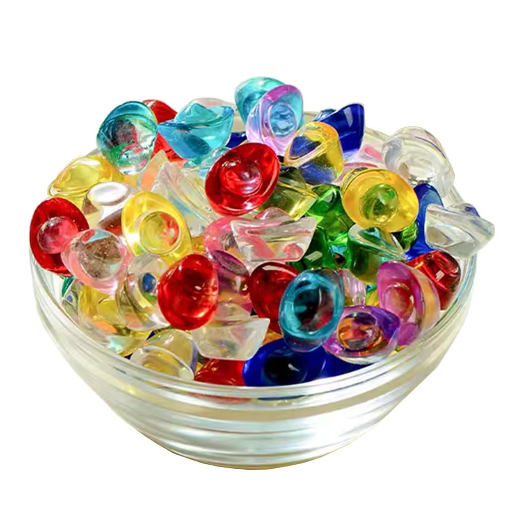 CKSEKDCKSEKD 50pcs Colorful Crystal Glass Ingot, Auspicious And Wishful Ingots - Install Praise Supplies, Gems For Tantric Worship Decoration