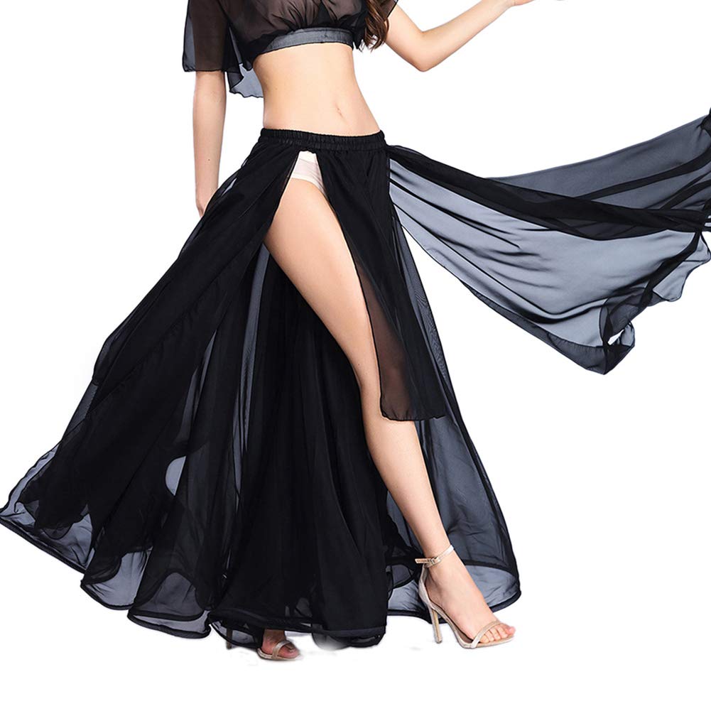ROYAL SMEELA Bauchtanz Rock Ausbildung Performance Kleider Flamenco Chiffon Langer Rock Tanzen Slit Röcke Zigeuner Festival Tanz Maxirock Damen Bauchtanz kostüm lang Rock Bauchtanz Kleidung Tanzrock